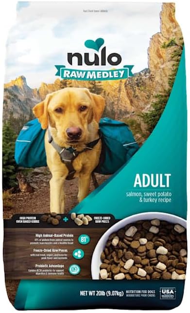 Nulo, Raw Medley Kibble Salmon Sweet Potato & Turkey Adult Dog Food, 321.6 Ounce