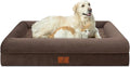 XL Orthopedic Dog Bed for Extra Large Dogs, Washable Dog Bed with Removable Bolster, Waterproof Pet Bed with Nonskid Bottom, Brown