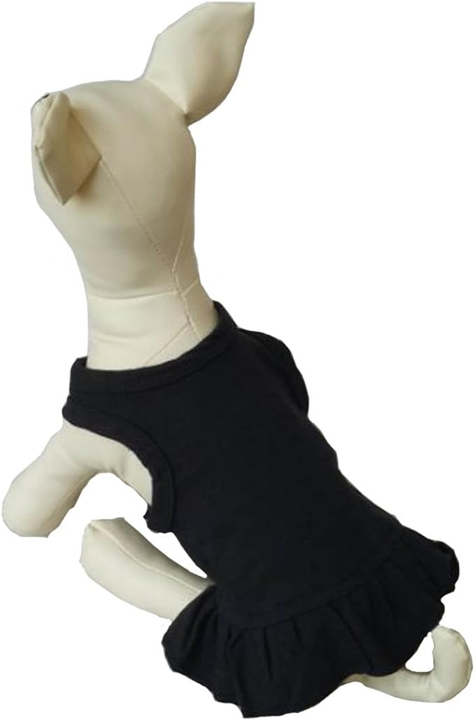 Pet Clothes Small Dog Clothing Blank Color Sport Dress T-Shirts Tee Dresses Tanks Top for Small Size Female Dogs Summer Spring Pet Costumes 100% Cotton (M, Black)