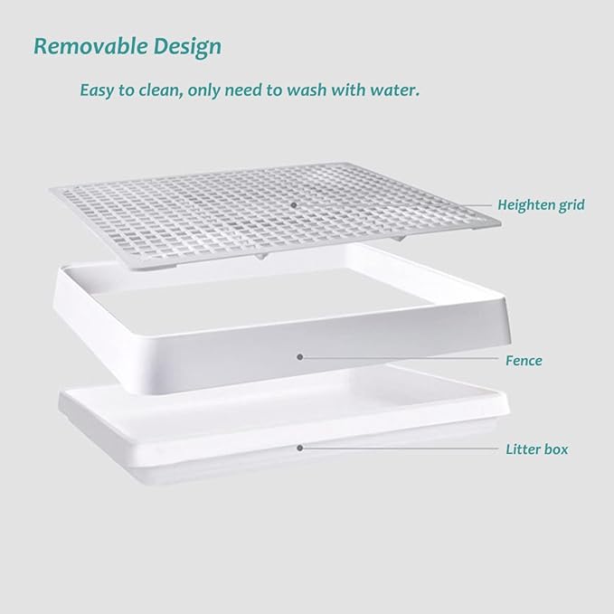 Petlex 22x18 inches Rabbit Litter Box with Grate, Extra Large Rabbit Litter Pan for Cage, Bunny Restroom Litter Tray Small Animals Toilet Potty Trainer for Hamster Ferret Rats Guinea Pigs Hedgehog