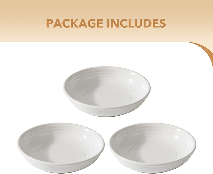 Havniva Ceramic Wide Whisker Friendly Cat Dishes, Set of 3 Ceramic Cat Bowls, Anti-Slip Indoor Kitten Feeding Food& Water Dish to Prevent Whisker Fatigue(3 Pcs, White)