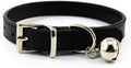 Metal Buckle Pet Collar with Bell Suit for Cats or Puppy Dogs White/Black/Red/Pink/Blue/Brown (M (Collar), Black)