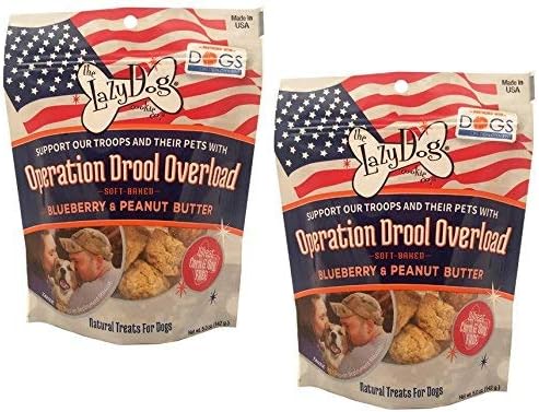 The Lazy Dog Cookie Co. & Dogs on Deployment Operation Drool Overload Blueberry & Peanut Butter Soft-Baked Dog Treats, 5 oz. (Pack of 2) Drool