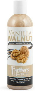 Jeffers Pet Vanilla Walnut Conditioning Dog & Cat Shampoo, 17 oz - Exfoliating Grooming Wash, Coconut Based Soap Free Formula, Walnut Oil & Vanilla Extract, Vitamins A D E, Concentrated Coat Care