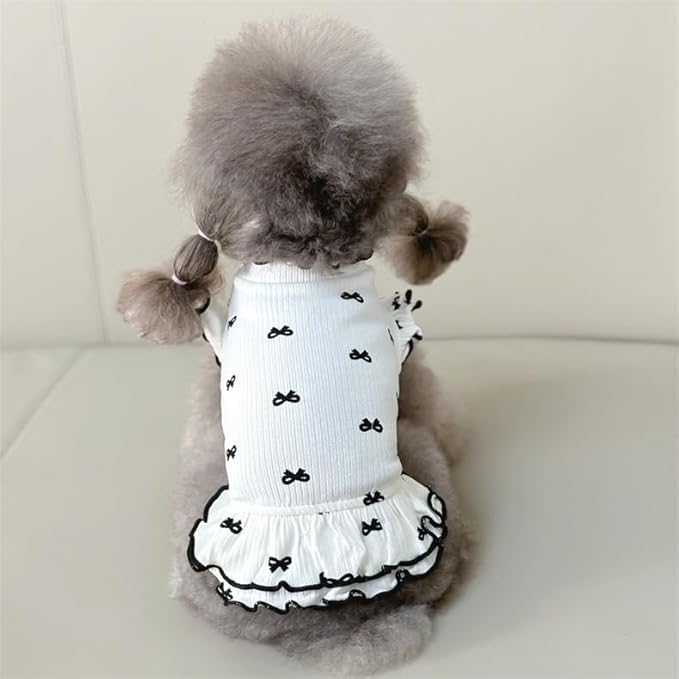 Small Dog Clothes Extra Small Dogs Spring Summer Dress Cute Soft and Breathable Outfits for Female Chihuahua Shih Tzu Yorkshire Puppy Cats (White Dress, Medium)
