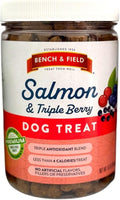 Bench & Field Holistic Natural Salmon & Triple Berry Dog Treats (Pack of 3) | Crunchy Bone-Shaped Bites | Antioxidant Blend, (3) 10-Ounce Bottles