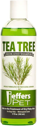 Jeffers Pet Tea Tree (Melaleuca) Dog Shampoo, 17 Oz - Medicated Style Grooming Wash for Dogs, Coconut Based, Soap & Detergent Free, Wintergreen Scent, for Home, Travel & Professional Use
