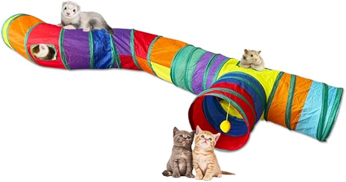 Rabbit Tunnels & Tubes Collapsible 3 Way and S-Type Tunnel Bunny Hideout Small Animal Activity Tunnel Toys for Dwarf Rabbits Bunny Guinea Pigs Kitty