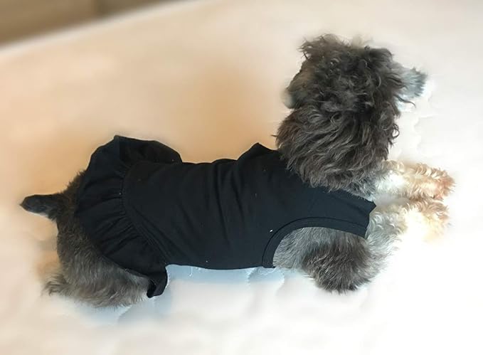 Pet Clothes Small Dog Clothing Blank Color Sport Dress T-Shirts Tee Dresses Tanks Top for Small Size Female Dogs Summer Spring Pet Costumes 100% Cotton (XL, Black)