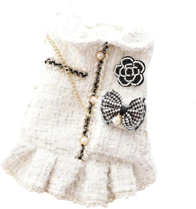 Designer Dog Dress for Small Dogs Puppy Teacup | Cute Stylish Pet Outfit – Luxury Puppy Clothes for French Bulldog, Chihuahua, Dachshund, Maltese, Yorkie, Cats – Fashion Apparel