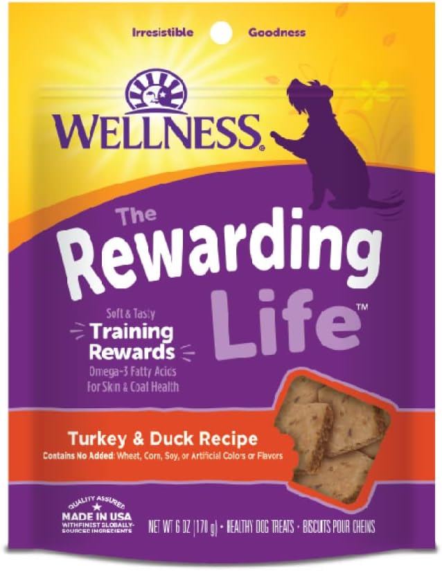 Wellness-Wellbites Natural Grain Free Soft Dog Treats, 4 Flavor ( Beef & Turkey , Chicken & Venison , Chicken & Lamp, Turkey & Duck) 6 oz