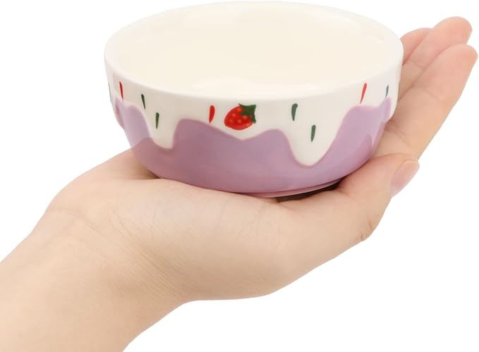 Wontee Hamster Food Bowl 2 Pack Ceramic Food Water Bowl Anti-Tipping for Dwarf Hamsters Gerbil Mice Hedgehog Guinea Pig (Blue+Purple)