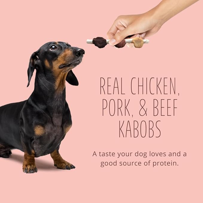 Better Belly Triple Flavor Kabobs, 10 kabobs, Long-Lasting Dog Chews with Chicken, Pork and Beef