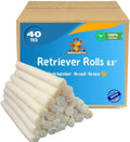 Brazilian Pet Natural Treats Rawhide Rolls Dog Chews Bones 6.5" for Pups and Small Dogs (40 Count)
