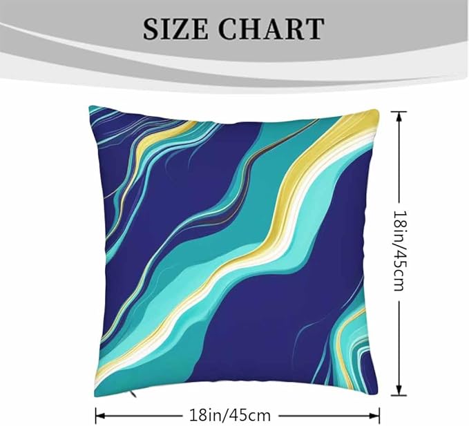 Cushion Covers Dark Blue and Golden Marble Luxury Elegant Texture Design Decorative Pillow Case for Sofa Couch Chair Bedroom Modern Decor 18X18 Inch Set of 2