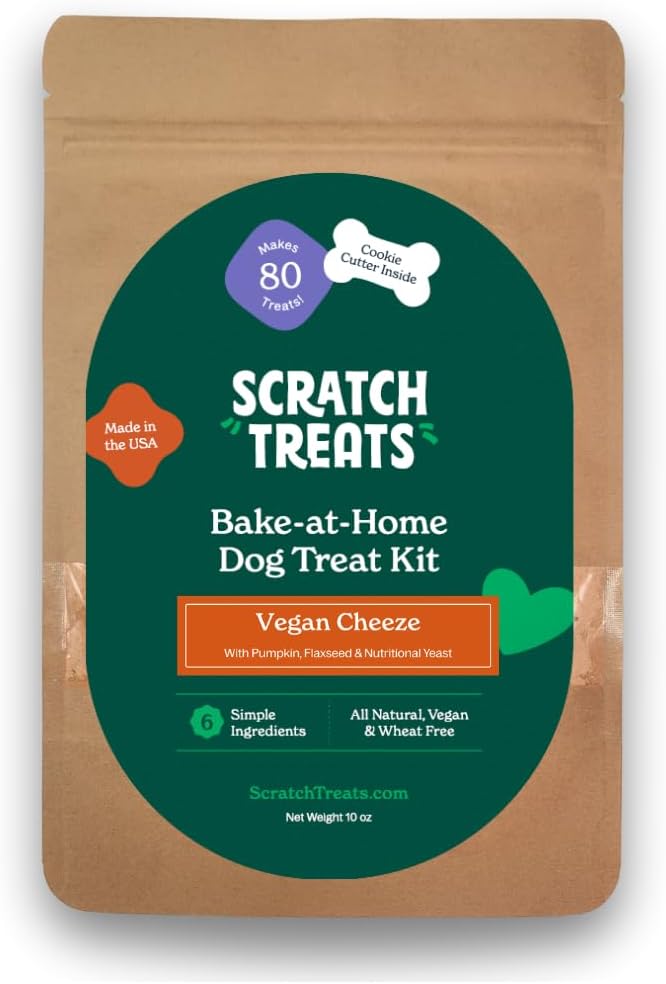 Bake-at-Home Vegan Dog Treat Kit - Vegan Cheeze Recipe - Great Gift for Dog Birthday - Makes 80 Homemade Cookies - All Natural, Made in USA