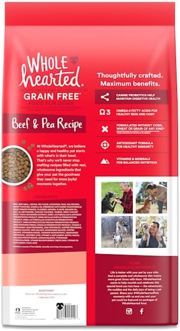 WholeHearted Grain Free All Life Stages Beef & Pea Formula Dry Dog Food 25 lbs.