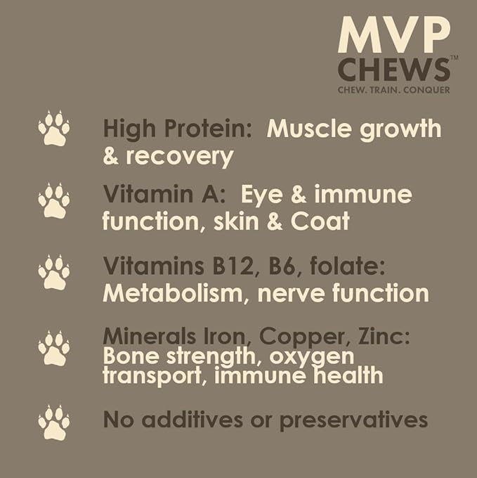 MVPChews | Freeze Dried Beef Liver Dog Treats | Single Ingredient Training Treats | High Protein, Grain Free, No Additives or Fillers | Premium Quality Food Topper | Made in USA - 3.5oz