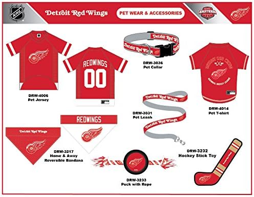 NHL Detroit Red Wings Jersey for Dogs & Cats, Large. - Let Your Pet Be A Real NHL Fan!