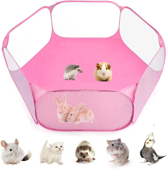 2-Pack Guinea Pig Carrier and Playpen Set - Breathable Pet Playpen Pop Open Outdoor/Indoor Exercise Fence, Portable Small Animal Backpack for Bearded Dragon, Rabbits, Hamster, Chinchillas
