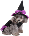 Puppy Witch Costume Halloween Christmas Funny Party Cosplay Clothes for Cat, Small Dog (Large,Witch)