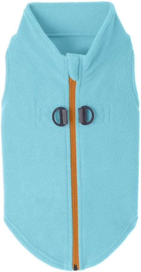 Gooby - Zip Up Fleece Vest, Fleece Jacket Sweater with Zipper Closure and Leash Ring, Turquoise, Medium