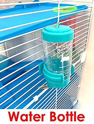 5-Floors Large Twin Tower Syrian Hamster Rodent Gerbil Mouse Mice Rat Home Cage with Crossover Tube Tunnel Expansible and Customizable with Hide House Running Wheel Food Dish Water Bottle