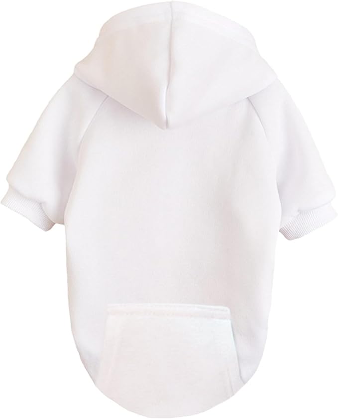 Jecikelon Winter Dog Hoodie Sweatshirts with Pockets Warm Dog Clothes for Small Dogs Chihuahua Coat Clothing Puppy Cat Custume (White, Medium)