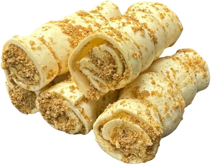 Woofley's 5-6" Bully Dusted Beef Cheek Roll - (50 Count)- Beef Cheek Rolls for Dogs - Long Lasting Natural Dog Chews