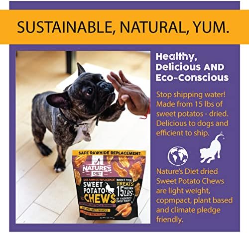Nature's Diet Sweet Potato Chews XL 2lb Bag Safe Rawhide Replacement, Natural Treat, Training, Teeth, Healthy Snack for Dogs