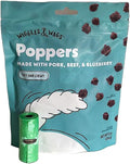 Wiggles & Wags Poppers Made with Pork, Beef and Blueberry Soft and Chewy Dog Treats. Plus Biggs Dog Waste Bags. 1-8oz (226 g) Bag.