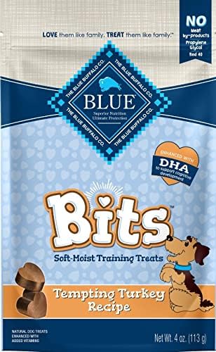 (6 Pack ) blue-buffalo Blue Bits Treats Dog Pouches, 4 Flavors ( 2 Tasty Chicken, 2 Tender Beef ,1 Savory Salmon, 1 Tempting Turkey), 4 Oz…