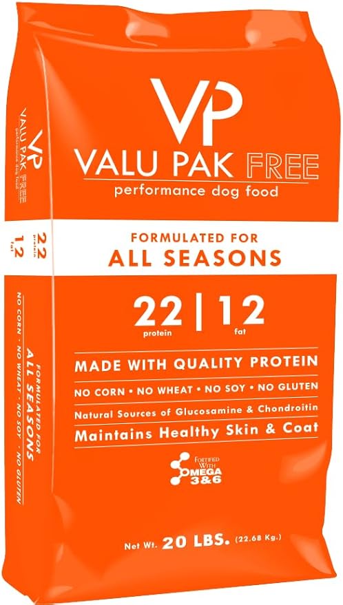 Valu-Pak Free 22-12 All Seasons Dog Food, Gluten Free, Wheat Free, Corn Free, Soy Free, Skin & Coat Health (20 lbs)