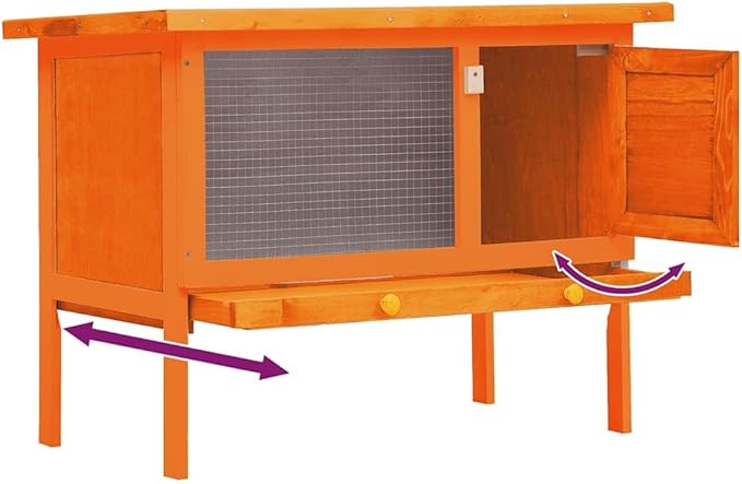 vidaXL Outdoor Rabbit Hutch - Small Pet Cage -1 Layer Wooden Construction - with Iron Wire Mesh - 36" x 17.7" x 25.8"