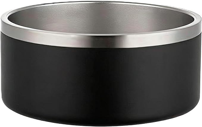 42oz Stainless Steel Dog Bowl with Non-Slip Base - Heavy Duty, Dishwasher Safe Food & Water Bowl for Medium & Large Dogs, Durable Pet Dish (Black)