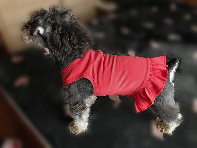 Pet Clothes Small Dog Clothing Blank Color Sport Dress T-Shirts Tee Dresses Tanks Top for Small Size Female Dogs Summer Spring Pet Costumes 100% Cotton (M, Lobster Pink)