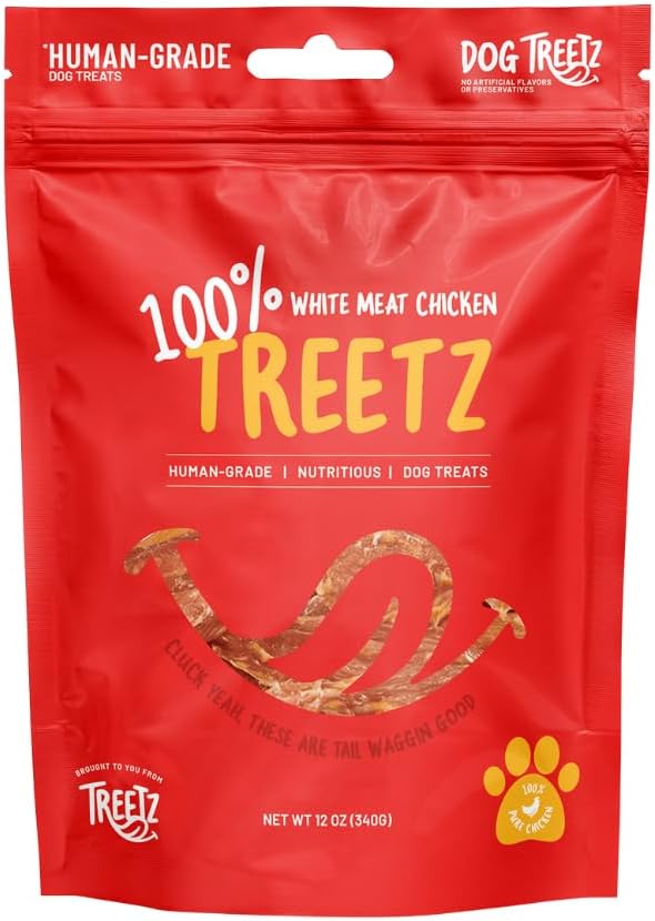 TREETZ Chicken Chips Dog Treats – Lean Protein, Human-Grade, All Natural & Easy to Digest – Soft & Meaty Texture for Training – No Fillers, Preservatives, or Artificial Flavors, 12 oz
