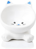 Cat Bowl, Elevated Cat Bowls, 4.9 Inch Cute Kitten Food Bowls for Anti-Vomiting and Whisker Friendly, 3D Raised Ceramic Cats Bowl for Food and Water with 4.5 OZ Capacity, Protects Pet's Spine, 1 Piece