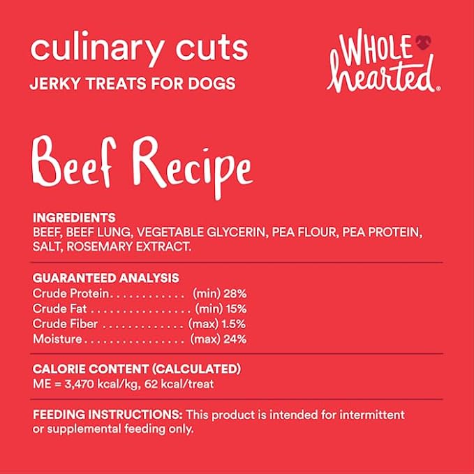 WholeHearted Culinary Cuts Beef Recipe Jerky Dog Treats 16 oz.