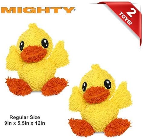 MIGHTY- Microfiber Ball - Farm – Made with Squeaker Balls and Minimal Stuffing. Strong & Tough. Interactive Play. Machine Washable & Floats (Duck, Large 2 Pack)