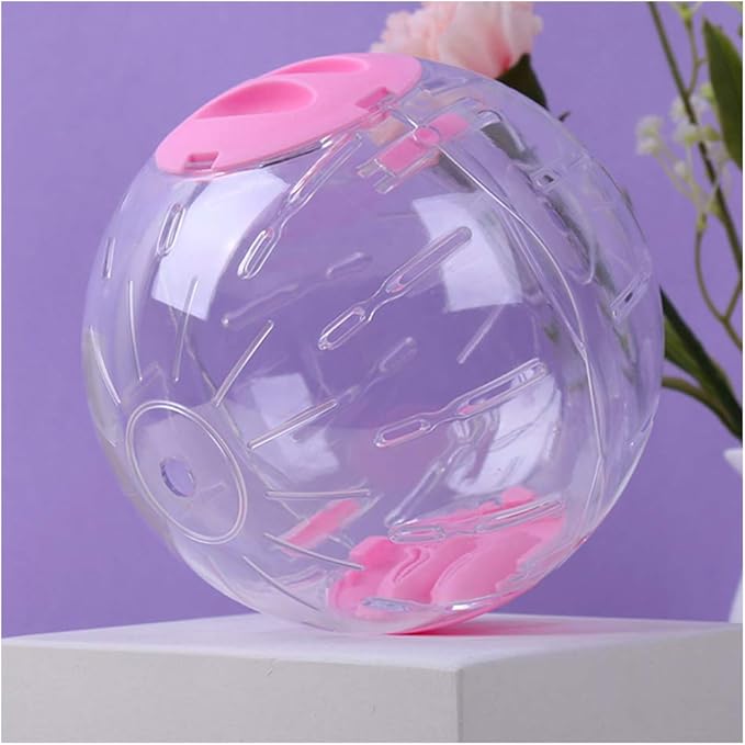 Andiker Hamster Ball, 5.52in Transparent Hamster Running Ball with Breathable Holes Easy to Install Hamster Exercise Ball for Small Animals to Keep Fit or Do More Sports Hamster Wheels (Pink)