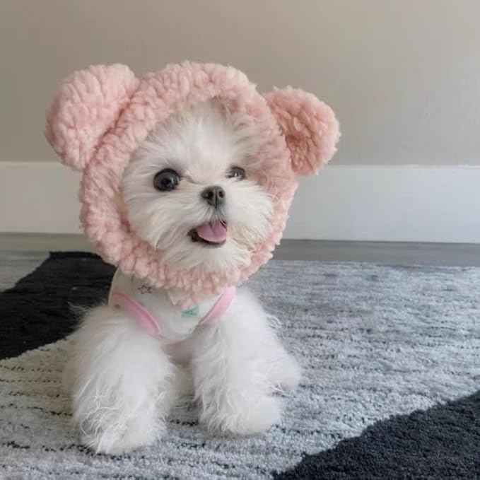 Cute Cat Hats 3-Pack - Lion Rabbit Pink Bear Costume Headwear for Kittens,Bunny Ears for Cats,Soft Dress Up Party Halloween Costume Accessories for Cats