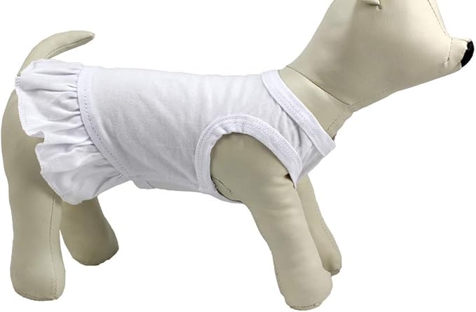 Pet Clothes Small Dog Clothing Blank Color Sport Dress T-Shirts Tee Dresses Tanks Top for Small Size Female Dogs Summer Spring Pet Costumes 100% Cotton (M, White)