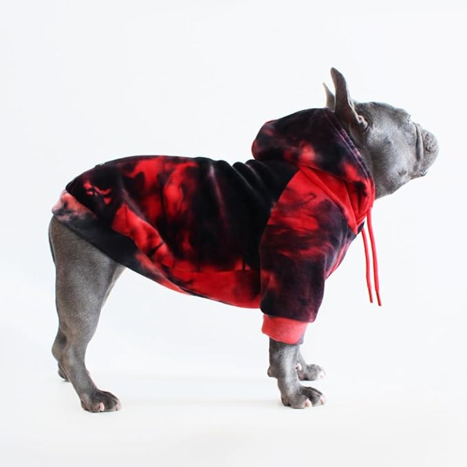 Spark Paws Dog Hoodie – Premium Dog Sweater for Small, Medium, and Large Dogs | Warm Outfits for French Bulldogs, Pitbull, Puppy, Winter Jacket Alternative - Red & Black - XL