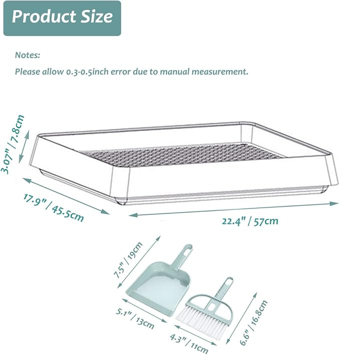 Petlex 22x18 inches Rabbit Litter Box with Grate, Extra Large Rabbit Litter Pan for Cage, Bunny Restroom Litter Tray Small Animals Toilet Potty Trainer for Hamster Ferret Rats Guinea Pigs Hedgehog