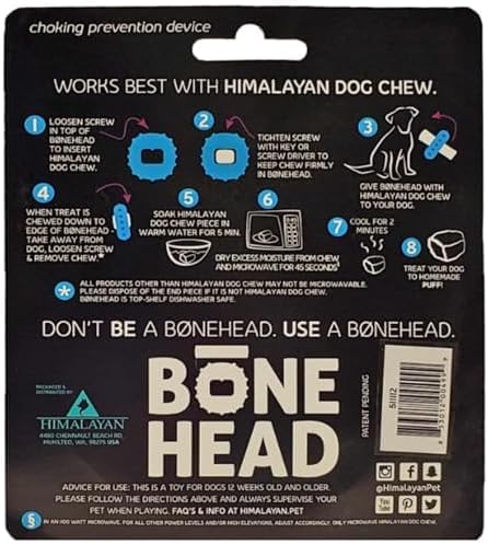 Himalayan Dog Chew Bonehead Large Dog Chew Holder, Secures Chews for Dogs, Chew Smarter and Longer, Stimulate Your Dog, Holds Yak Chews with Screw-in Fastener, 1 Dog Toy