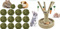 Hamiledyi Bunny Chew Toys Rabbit Rattan Grass Scratcher Climbing Tree Fun Tree Carrot Play Toys 10 Pcs Rabbit Chew Ball Timothy Grass Ball Small Animal Activity Play Chew Toys Teeth Grinding