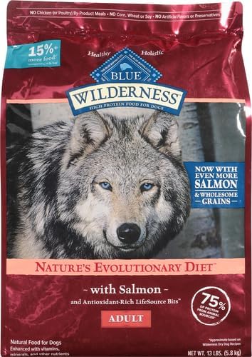 Blue Buffalo Wilderness Natural High-Protein Dry Food for Adult Dogs, Salmon Recipe, 13-lb. Bag