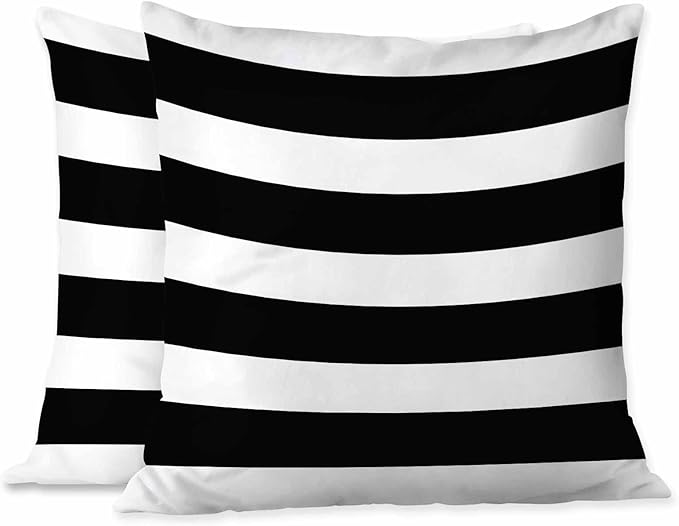 Decor Throw Pillow Covers Black White Striped Horizontal Seamless Pattern Pillow Cases for Bedroom Living Room Pack of 2 for Men Women 18X18Inch