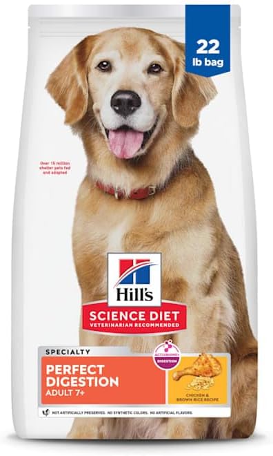 Hill's Science Diet Adult 7+ Perfect Digestion Dry Dog Food, Chicken, Whole Oats, & Brown Rice, 22 lb. Bag